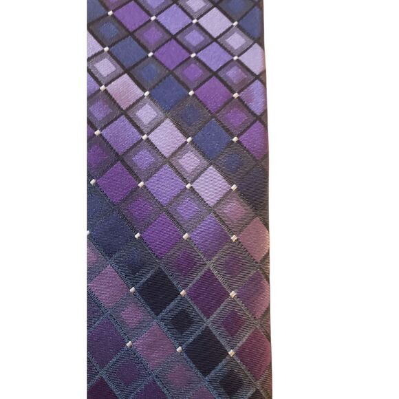 CK Calvin Klein Neck Tie Mens Luxury Purple Geometric Preppy Power Business - Picture 2 of 13